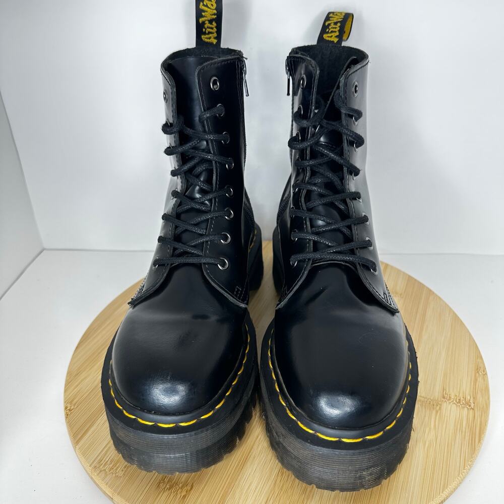 Dr. Martens Black Jadon Platform Combat Boots Smooth Leather Punk Grunge Unisex - Picture 3 of 7
